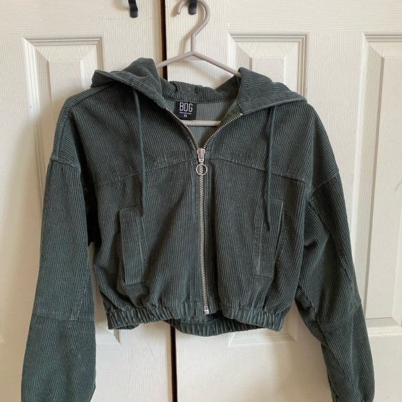 BDG Green Corduroy Hooded Cropped Jacket XS - Picture 8 of 16